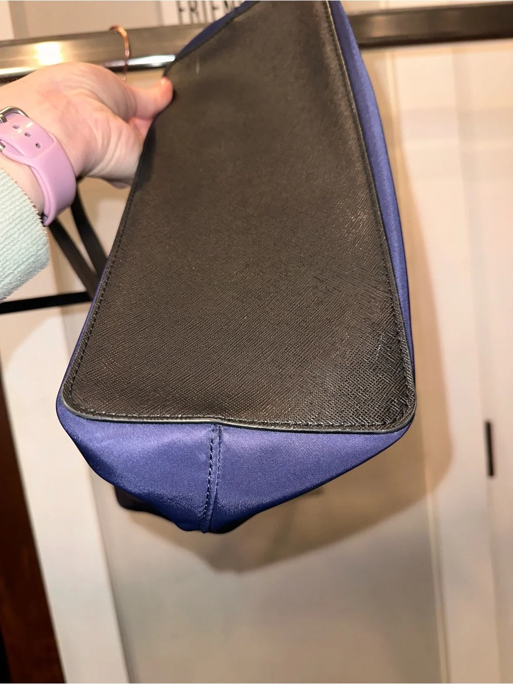 Kate Spade Navy Blue Canvas‎ Tote Bag Purse with Black Handles